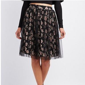 Charlotte Russe Floral Mesh Overlay Midi Skirt